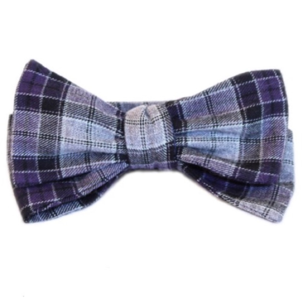 ZB Savoy Black Grey Purple Striped Bow Tie